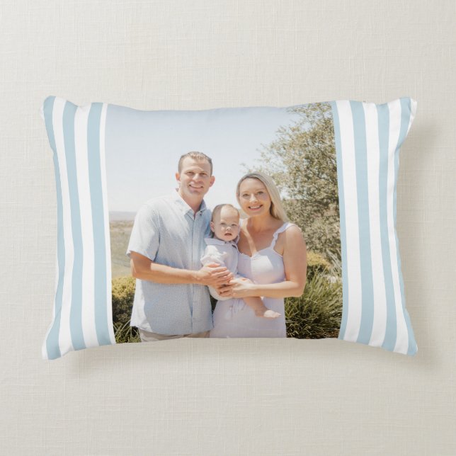 Blue and White Stripe SOFTLOCK TEST Decorative Cushion (Front)