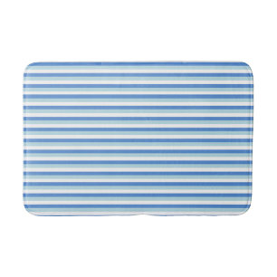 Blue and White Striped Bath Mat