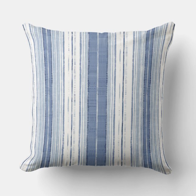 Blue and White Striped Cushion (Front)