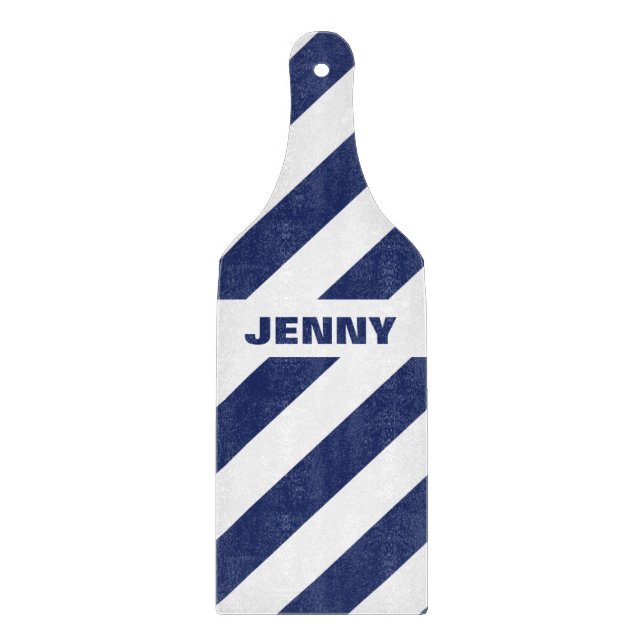 Blue And White Striped Cutting Board (Front)