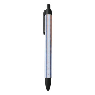 Blue and White Striped Design Black Ink Pen