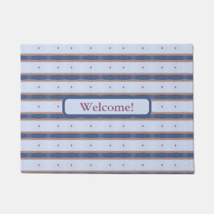 Blue and White Striped Design Doormat
