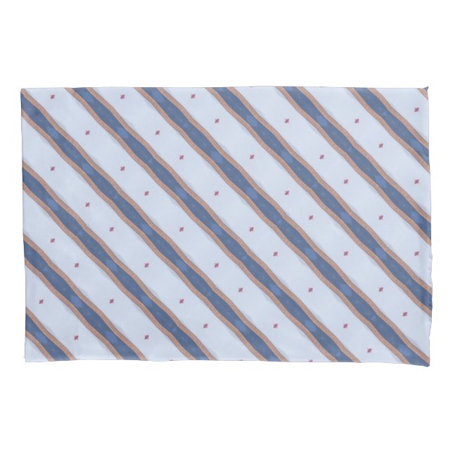 Blue and White Striped Design  Pillowcase (Front)