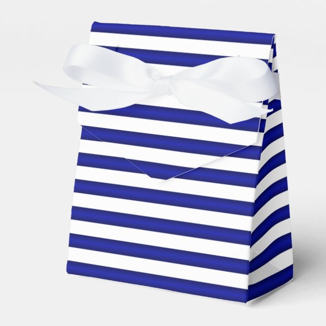 Blue and White Striped  Favour Box (Front Side)