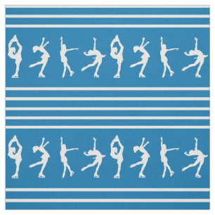 Blue and White Striped Figure Skating Fabric
