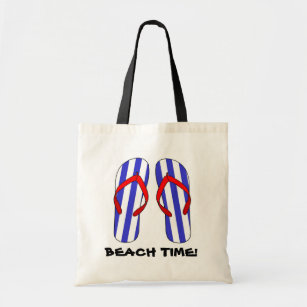 Blue and White Striped Flip Flops Art Tote Bag