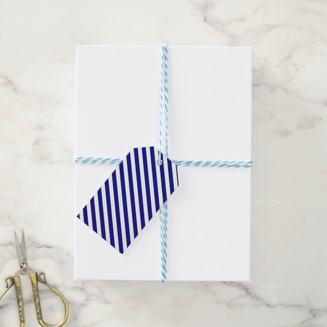 Blue and White Striped Gift Tag (With Twine)