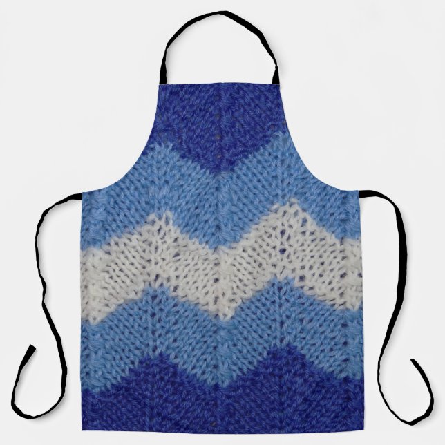 Blue and White Striped Knit Apron (Front)