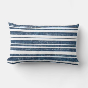 Blue and White Striped Lumbar Pillow
