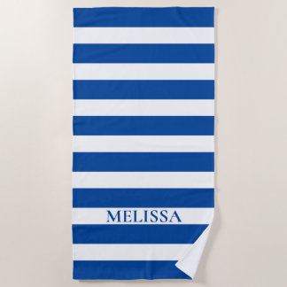 Blue And White Striped Name Cabana Stripe Beach Towel