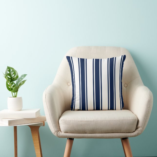 Blue and White Striped Nautical  Cushion (Chair)