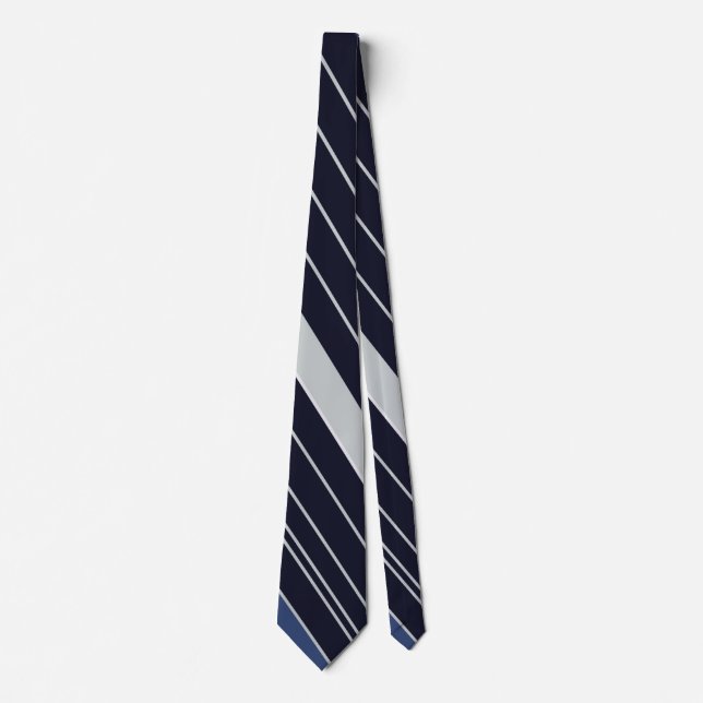 Blue and White Striped Pattern Tie (Front)