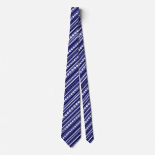 Blue-and-White Striped Paw Print Necktie