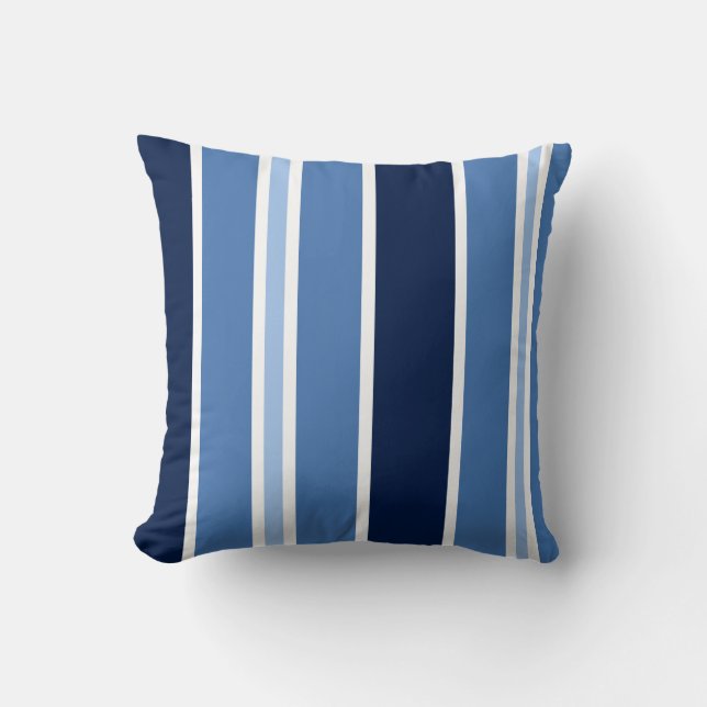 Blue and White Striped Pillow Beach House (Front)