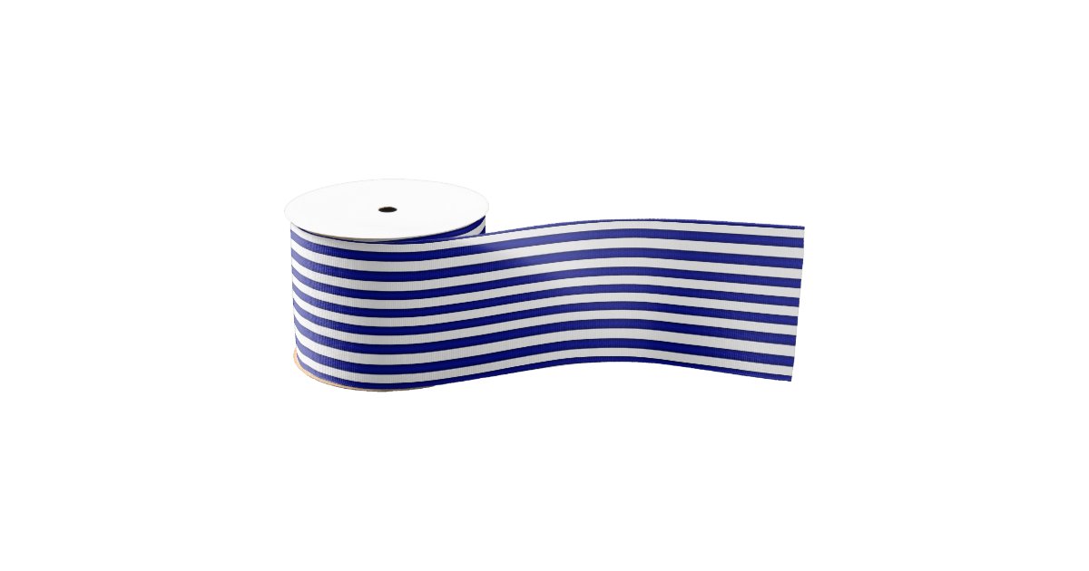 Blue and White Striped Ribbon Grosgrain Ribbon | Zazzle
