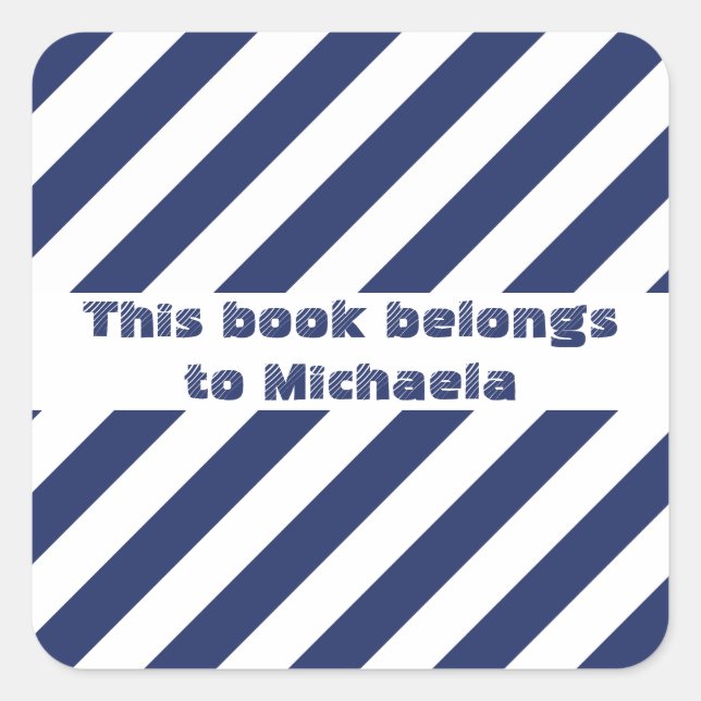 Blue And White Striped Square Sticker (Front)