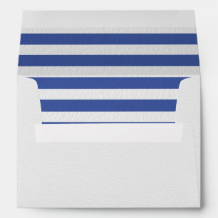 Blue and White Striped Wedding Envelope