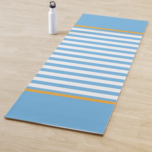 Blue And White Striped Yoga Mat (In Situ)