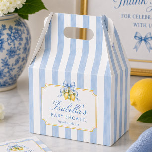 Blue and White Stripes Amalfi Lemon Baby Shower Favour Box