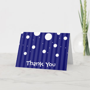 Blue and White Stripes and Polka Dots Thank You Card