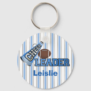 Blue and White Stripes Cheerleader KeyChain