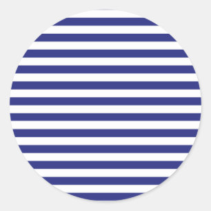 Blue and White Stripes Classic Round Sticker