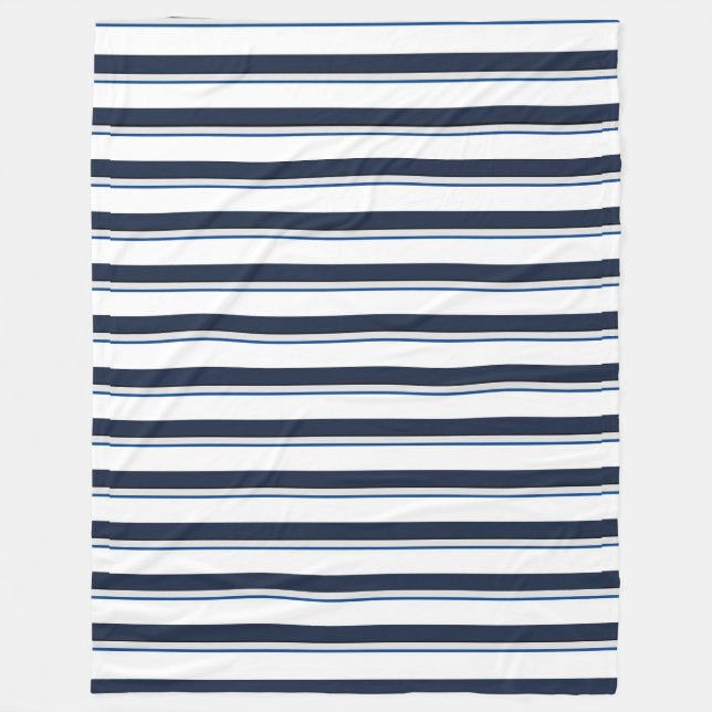 Blue and white stripes fleece blanket (Front)