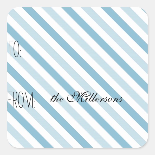 Blue and White Stripes Gift Tag (Front)