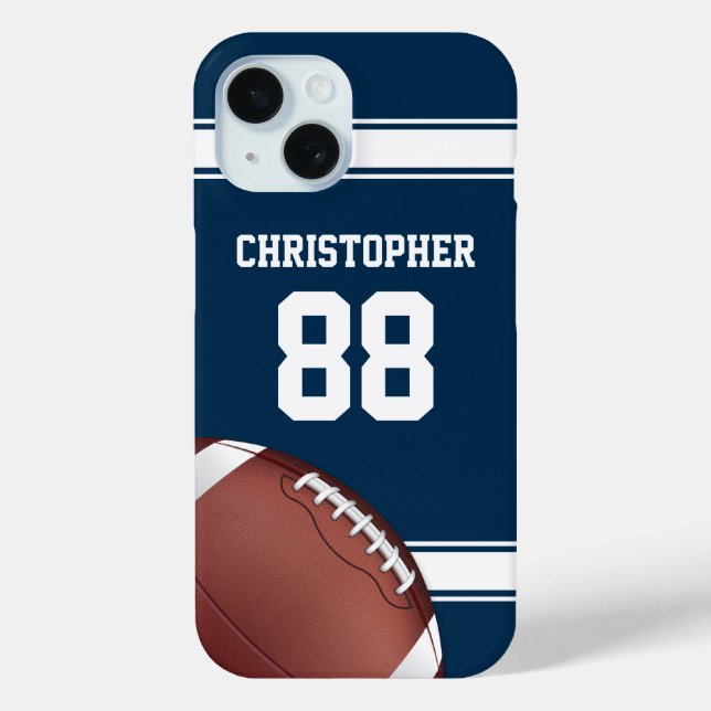 Blue and White Stripes Jersey Football Case-Mate iPhone Case (Back)