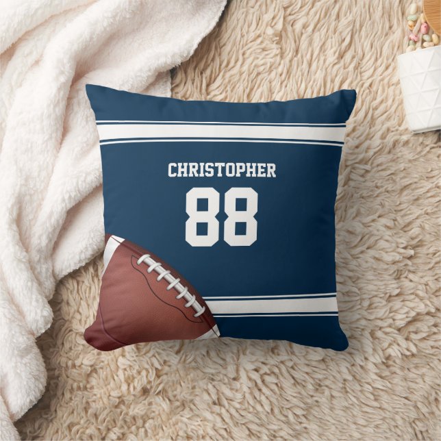 Blue and White Stripes Jersey Football Cushion (Blanket)