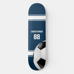 Blue and White Stripes Jersey Soccer Ball Skateboard