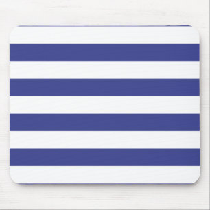 Blue and White Stripes Mouse Mat
