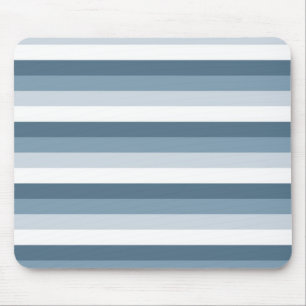 Blue and White Stripes Mouse Mat