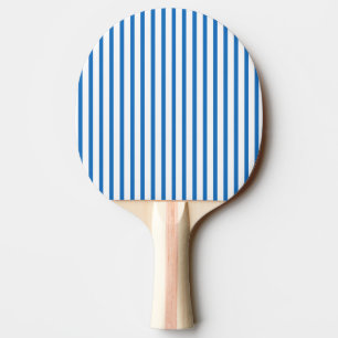 Blue and White Stripes Ping Pong Paddle