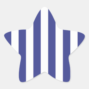 Blue and White Stripes Star Sticker