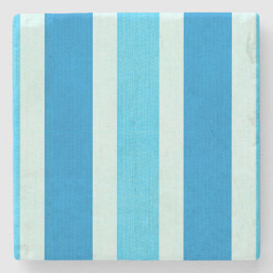 Blue and White Stripes Stone Coaster