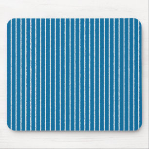 Blue and White Stripes with Uneven Lines Mouse Mat