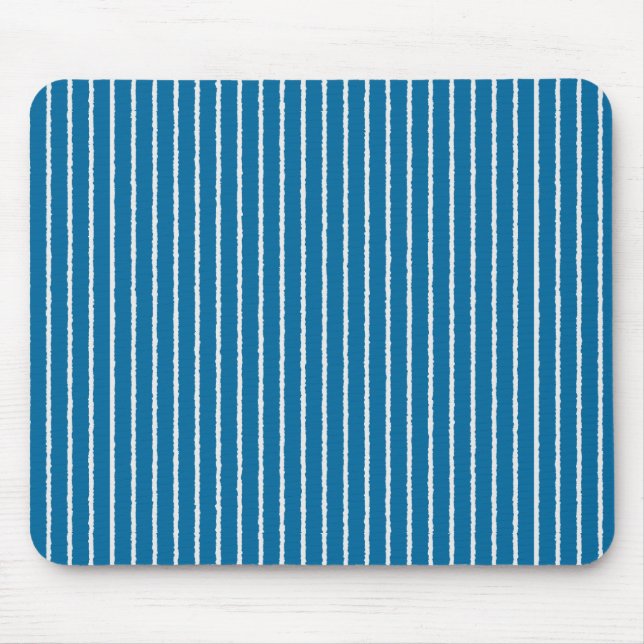 Blue and White Stripes with Uneven Lines Mouse Mat (Front)