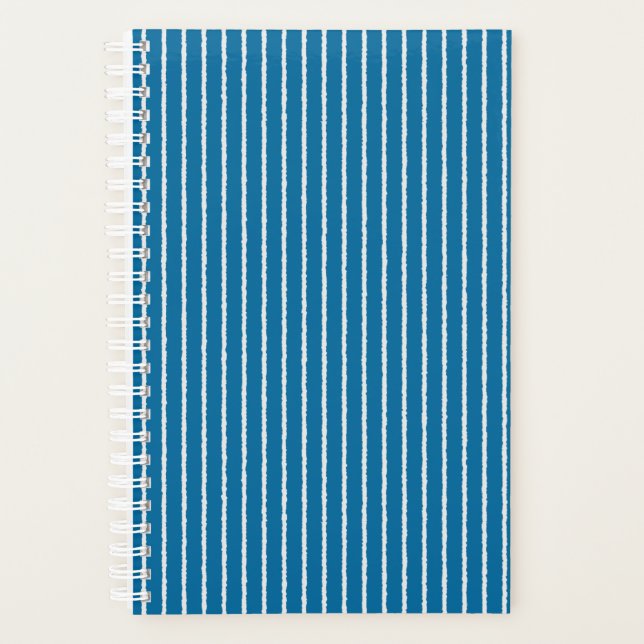 Blue and White Stripes with Uneven Lines Planner (Front)