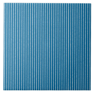 Blue and White Stripes with Uneven Lines Tile