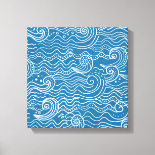 Blue and White Summer Ocean Waves  Canvas Print