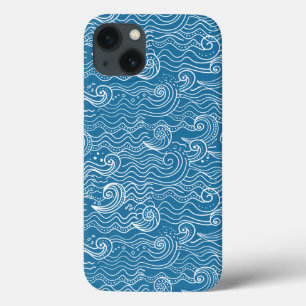 Blue and White Summer Ocean Waves iPhone 13 Case