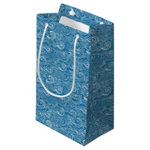 Blue and White Summer Ocean Waves Small Gift Bag