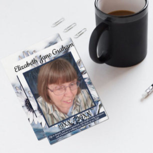 Blue and White Sunflower Art   Photo and Quote Thank You Card