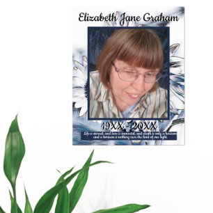 Blue and White Sunflower Art   Photo   Funeral     Poster