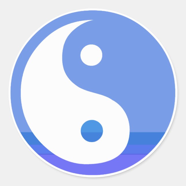 Blue and White Taijitu Yin Yang Symbol Classic Round Sticker (Front)