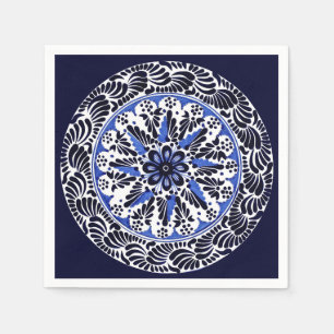 Blue and White Talavera Cuatro Napkin