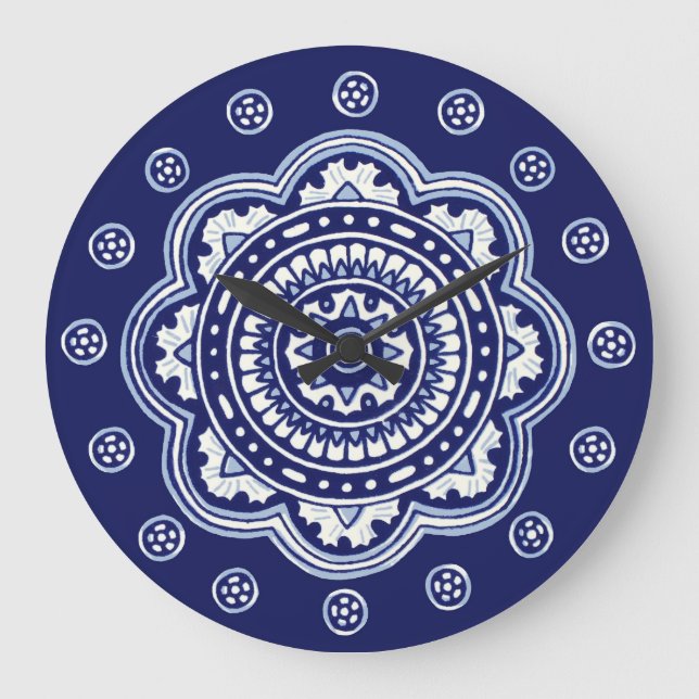 Blue and White Talavera Five Large Clock (Front)