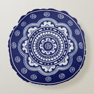 Blue and White Talavera Five Round Cushion