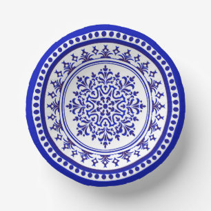 Blue and White Talavera Four Paper Plate